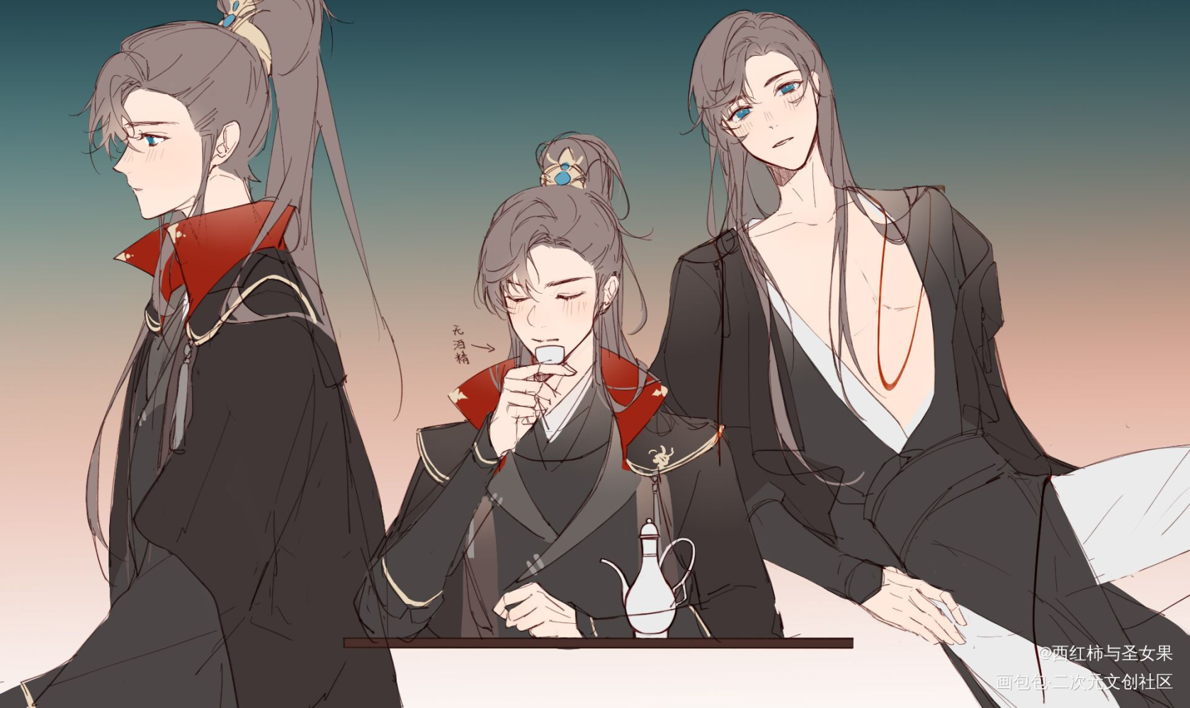 一些涂鸦_未定事件簿陆景和夏彦莫弈左然绘画作品