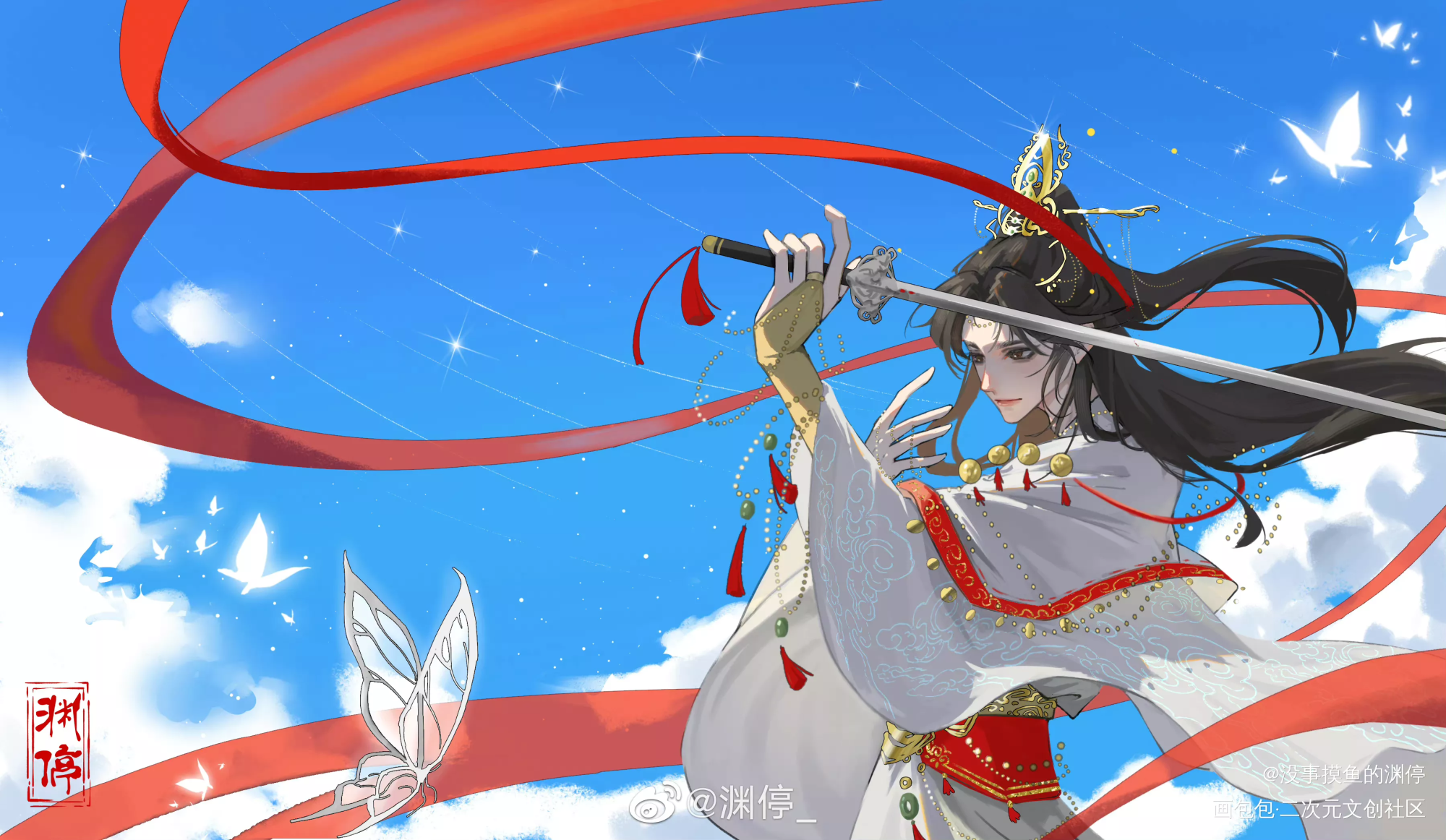 太子殿下_天官赐福谢怜花城谢怜绘画作品