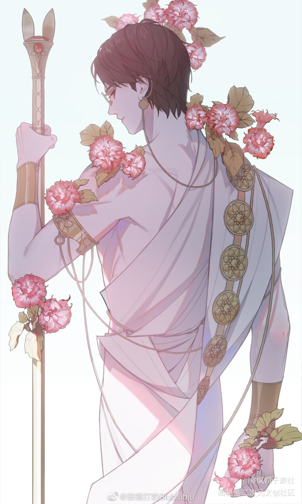 花神系列_光与夜之恋查理苏齐司礼陆沉萧逸夏鸣星绘画作品