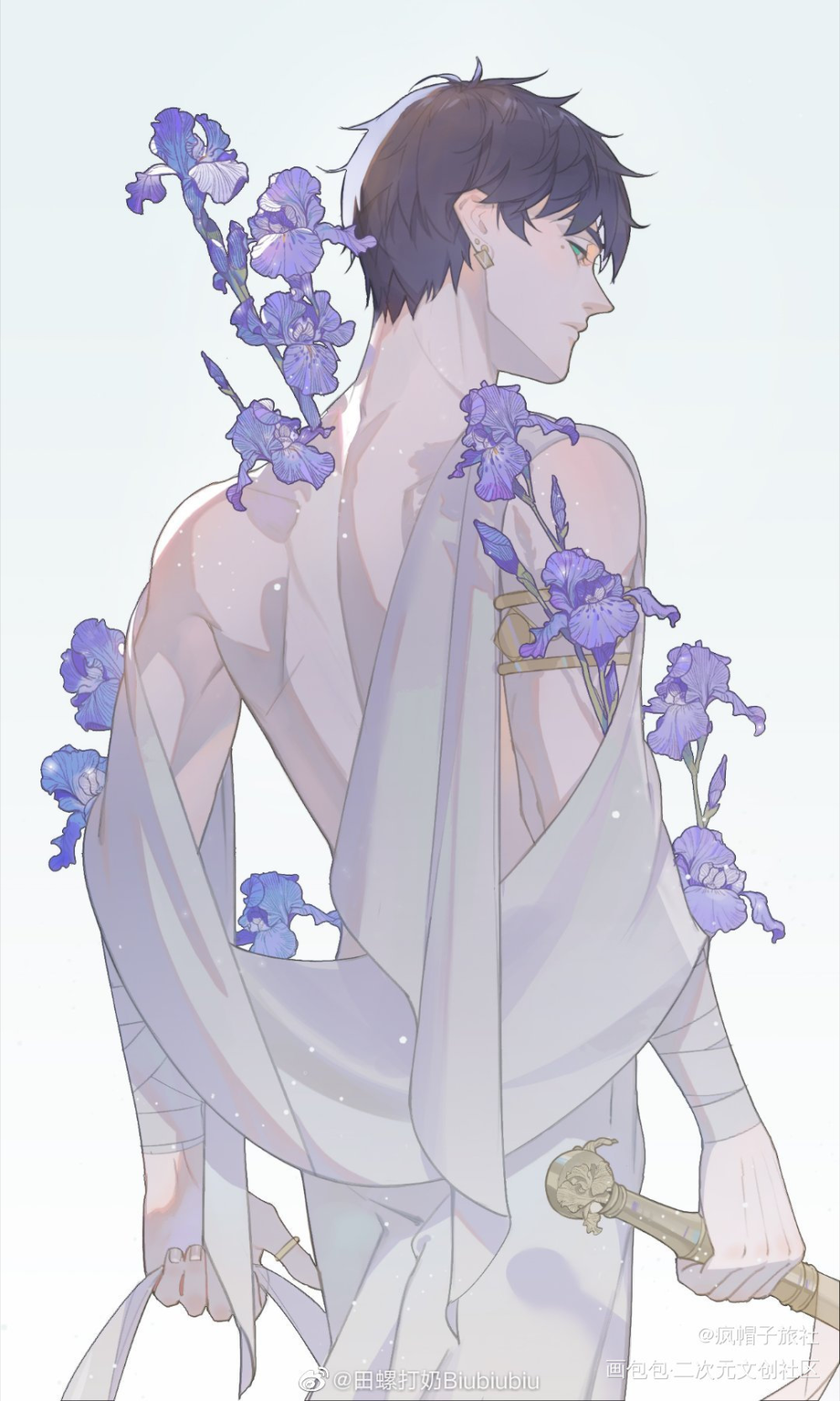 花神系列_光与夜之恋查理苏齐司礼陆沉萧逸夏鸣星绘画作品