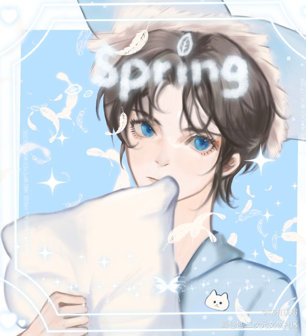 抱枕头的小宁来喽_二哈和他的白猫师尊约稿绘画作品