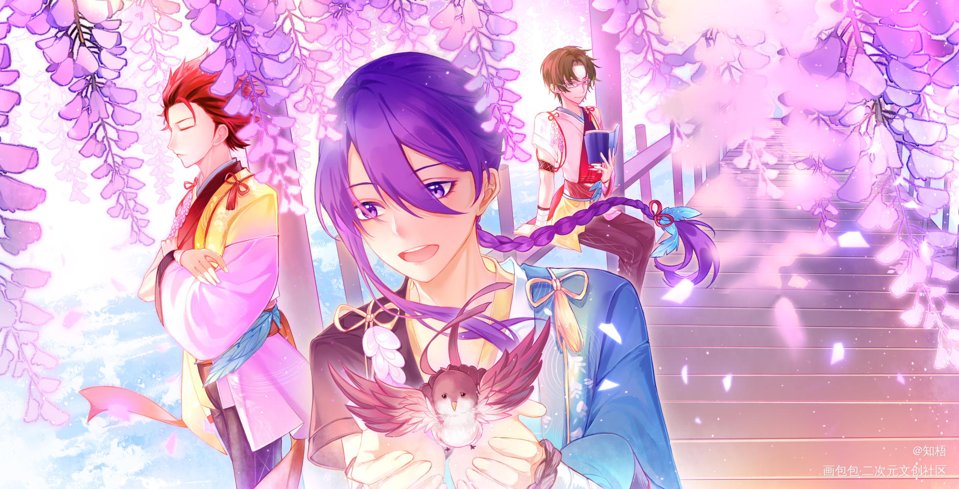 红月_偶像梦幻祭莲巳敬人鬼龙红郎摸鱼页同人红月偶像梦幻祭2神崎飒马绘画作品
