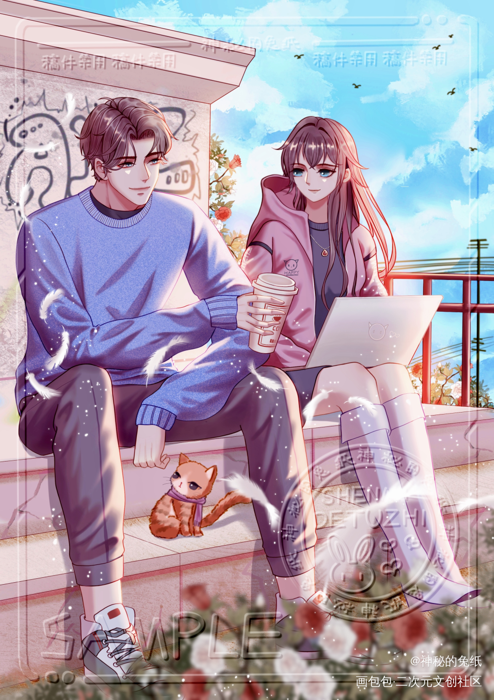 小说周边稿子：奶油味暗恋_平涂同人奶油味暗恋板绘绘画绘画作品