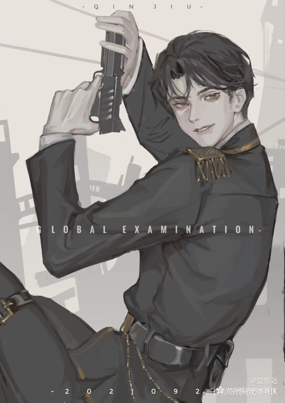 认证打卡day6_全球高考秦究半身头像插画约稿板绘绘画作品