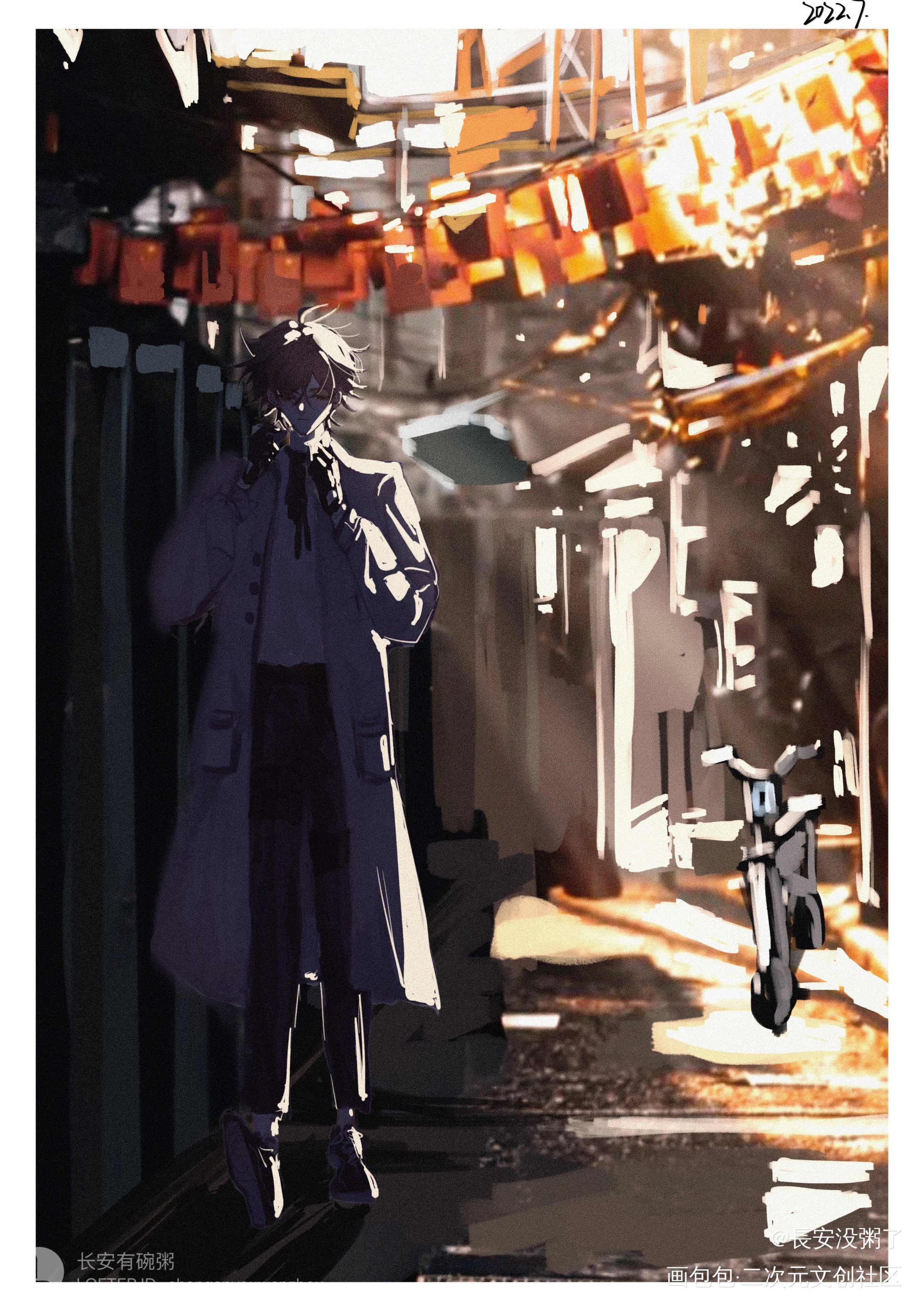 【李白】囚影_王者荣耀信白李白摸鱼页procreate绘画作品