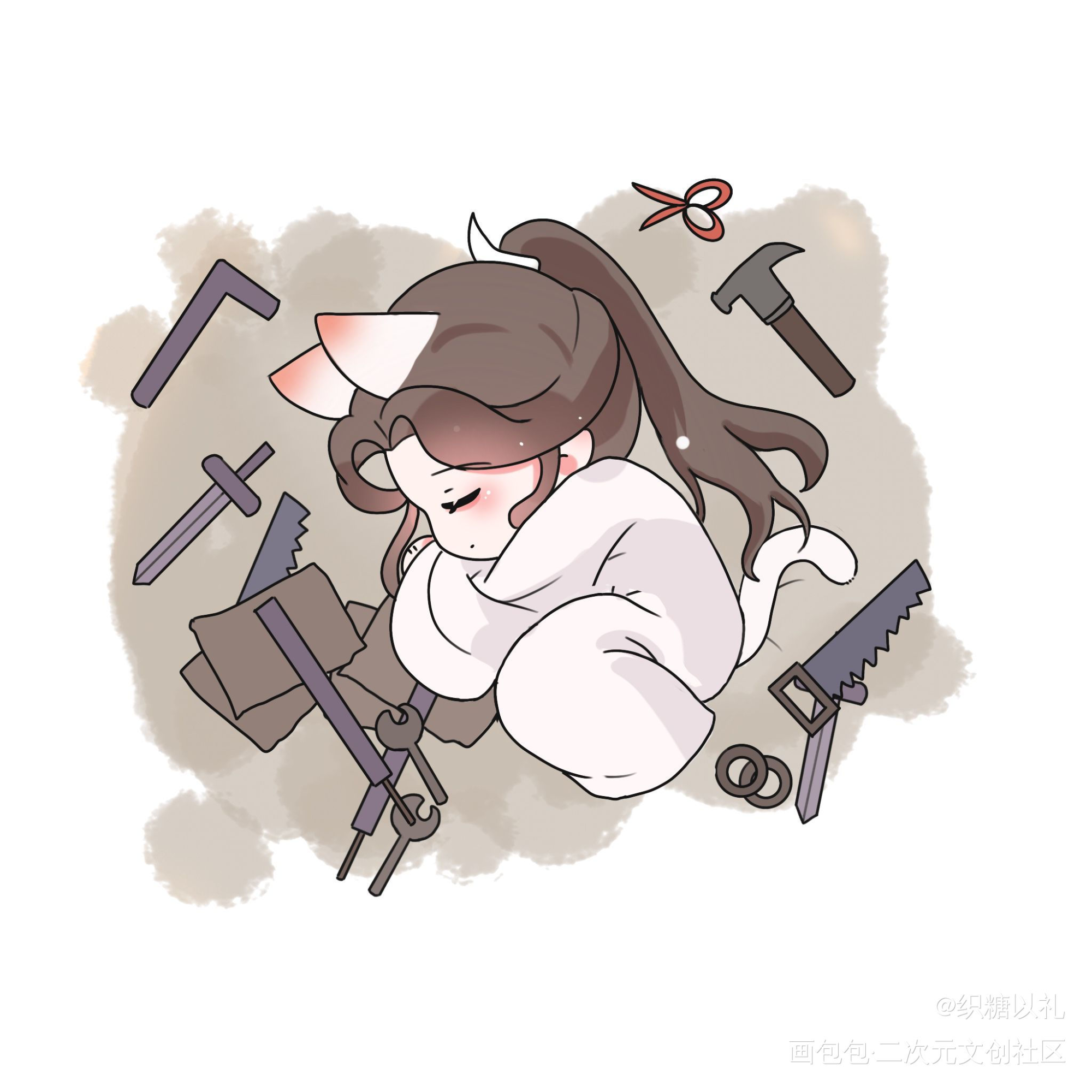 猫咪睡觉_二哈和他的白猫师尊楚晚宁Q版绘画作品