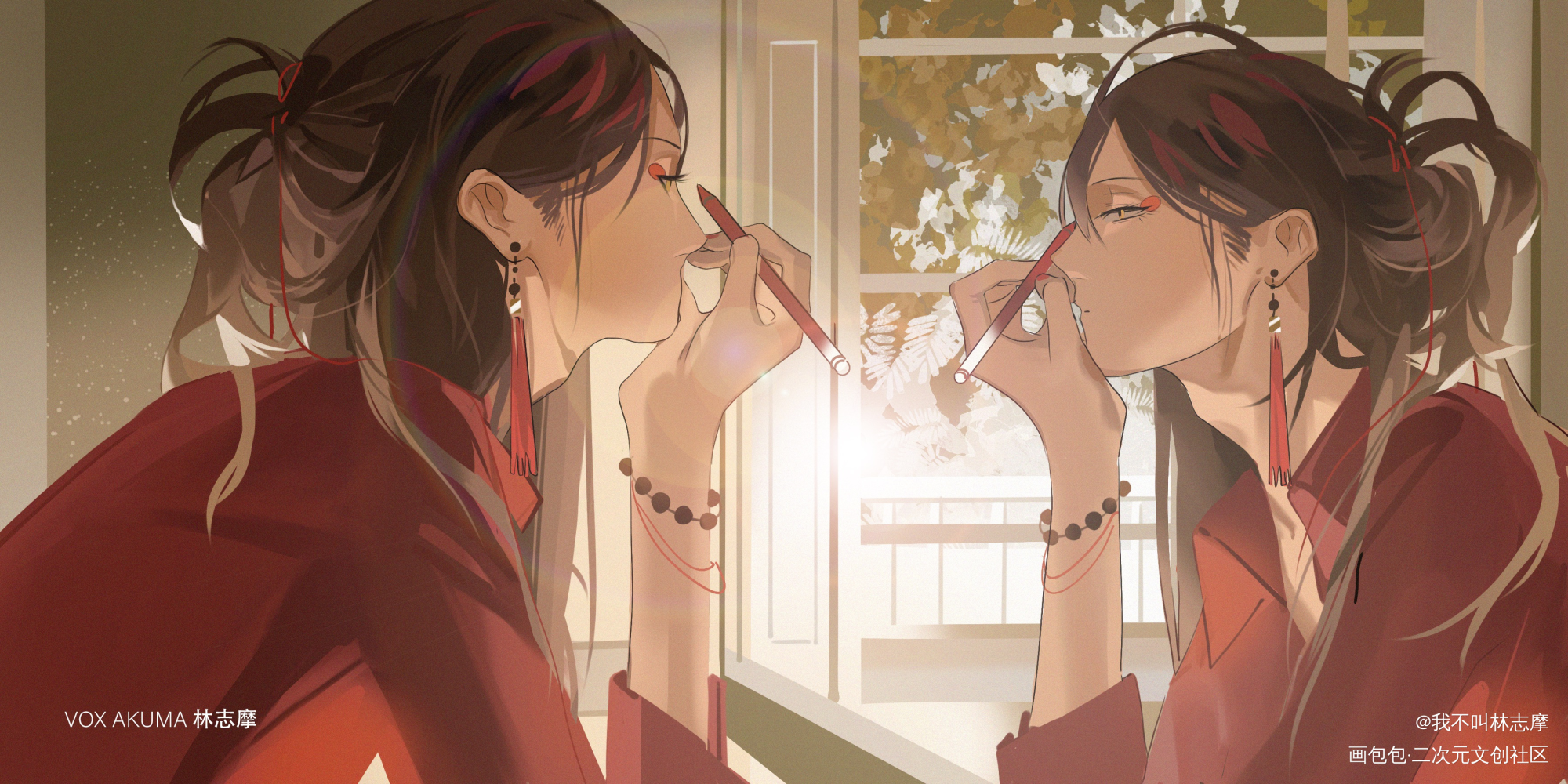 直播前化眼影的vox_虚拟主播luxiemvoxakumaVtuber绘画作品
