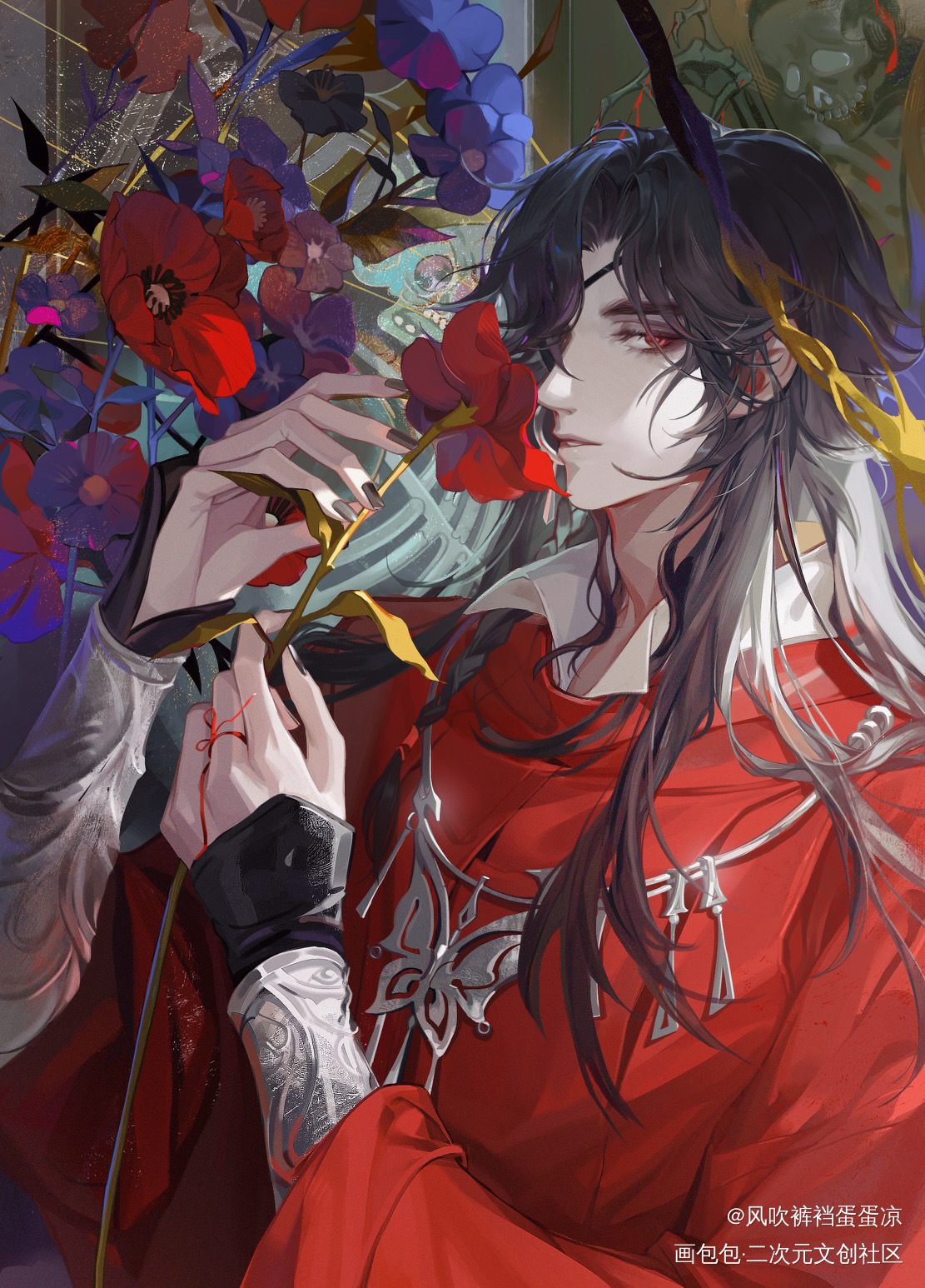 骷髅幻戏——花城城主_天官赐福花城绘画作品