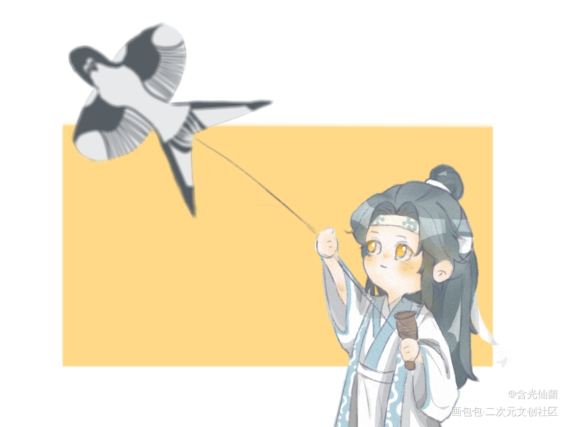 放风筝_魔道祖师忘羡蓝忘机约稿绘画作品