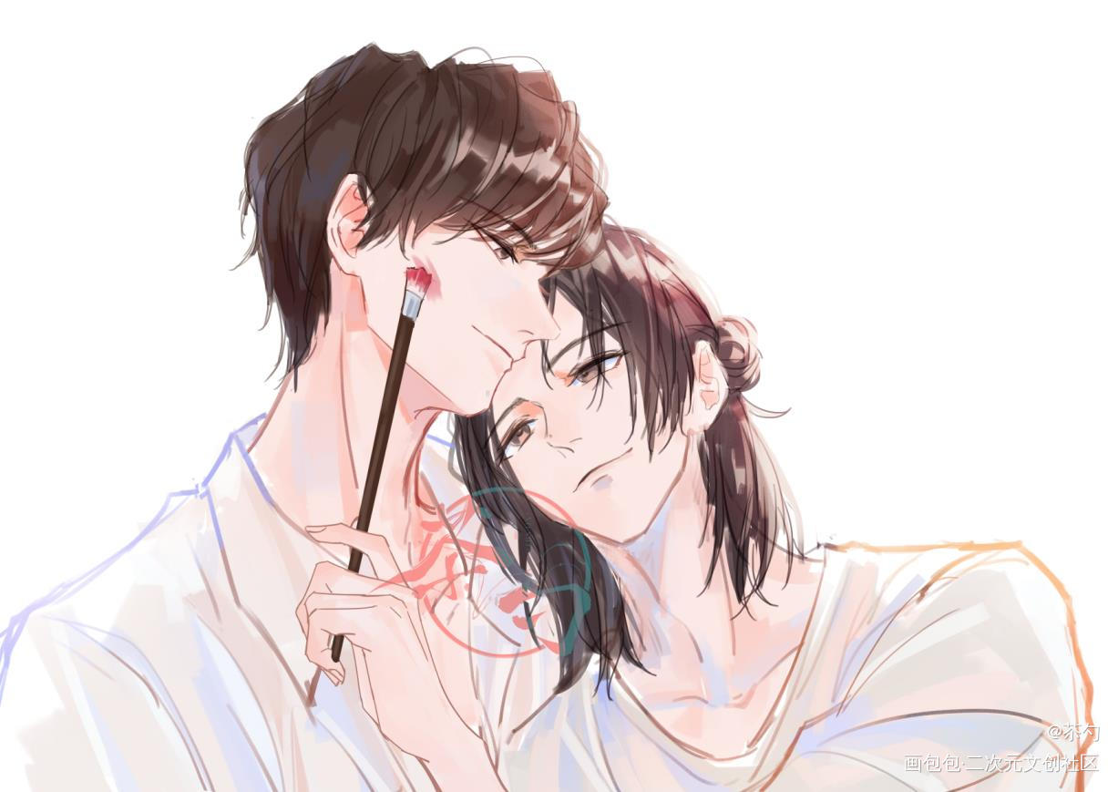 小情侣_我只喜欢你的人设自习周自珩夏习清摸鱼绘画作品