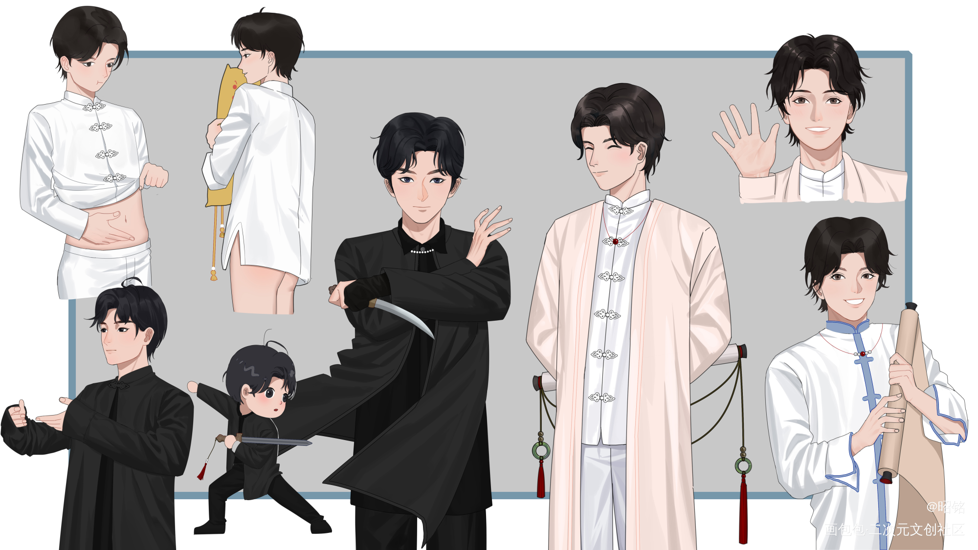 这个是冷面徒弟和甜豆师父_插画同人煦超绘画作品