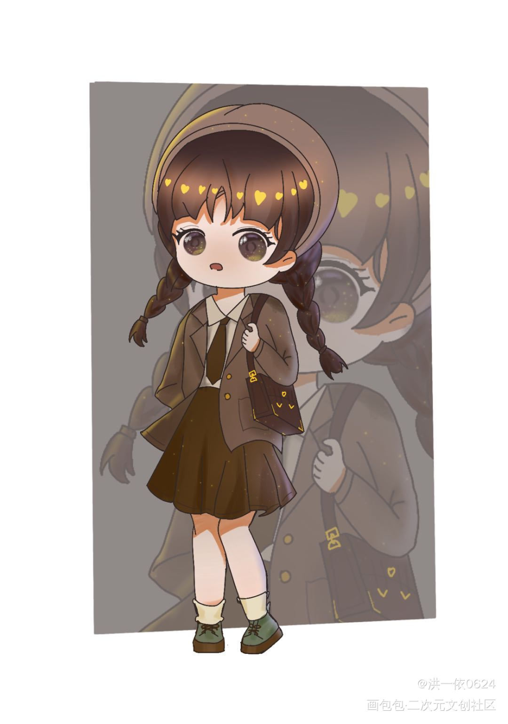 跟着老师学着花的小女孩_procreate绘画作品