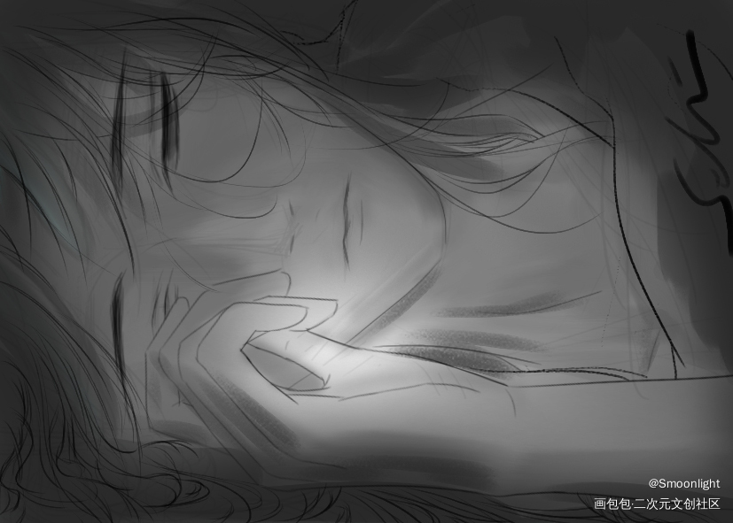 晚宁系列_二哈和他的白猫师尊燃晚板绘涂绘画作品