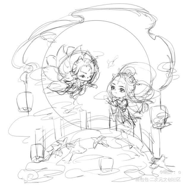 虽然他只是一个草稿。_魔道祖师忘羡绘画作品