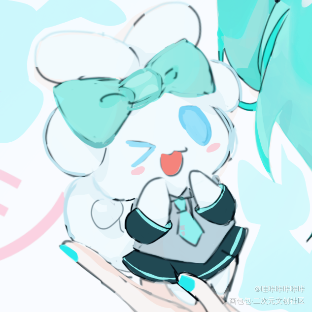 可爱💙💙_玉桂狗初音未来绘画作品