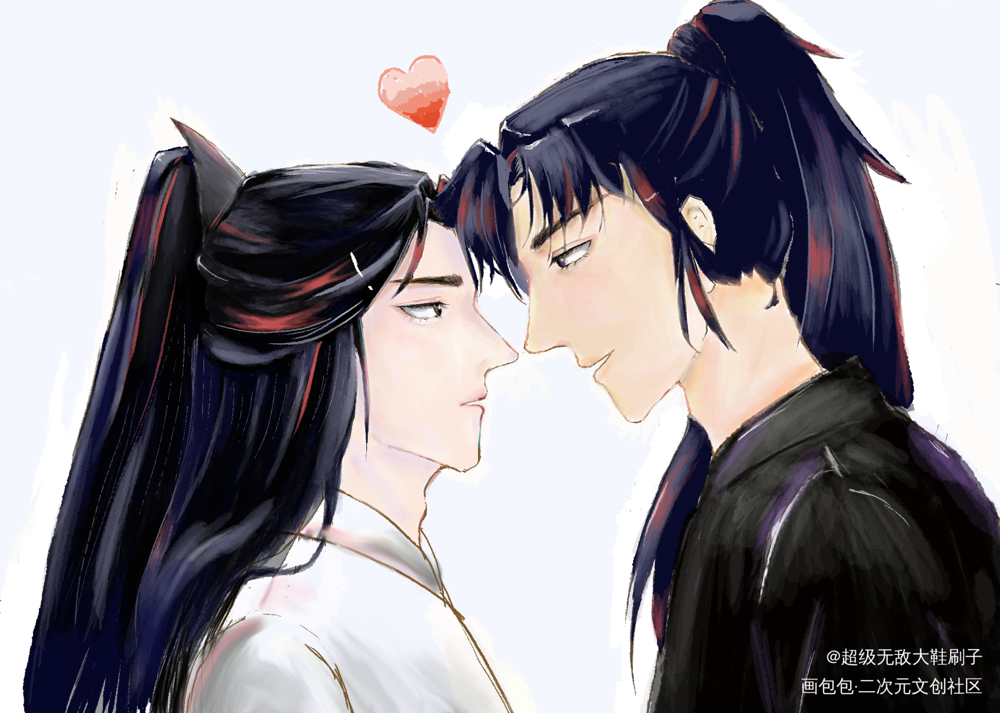 燃晚_二哈和他的白猫师尊燃晚板绘涂绘画作品