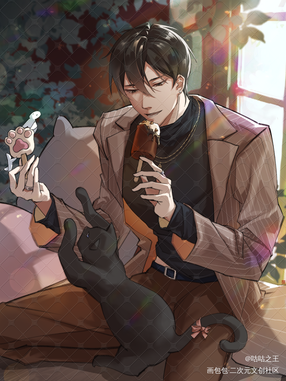 还是搬的砖_板绘涂插画影帝大人快去撸猫绘画作品