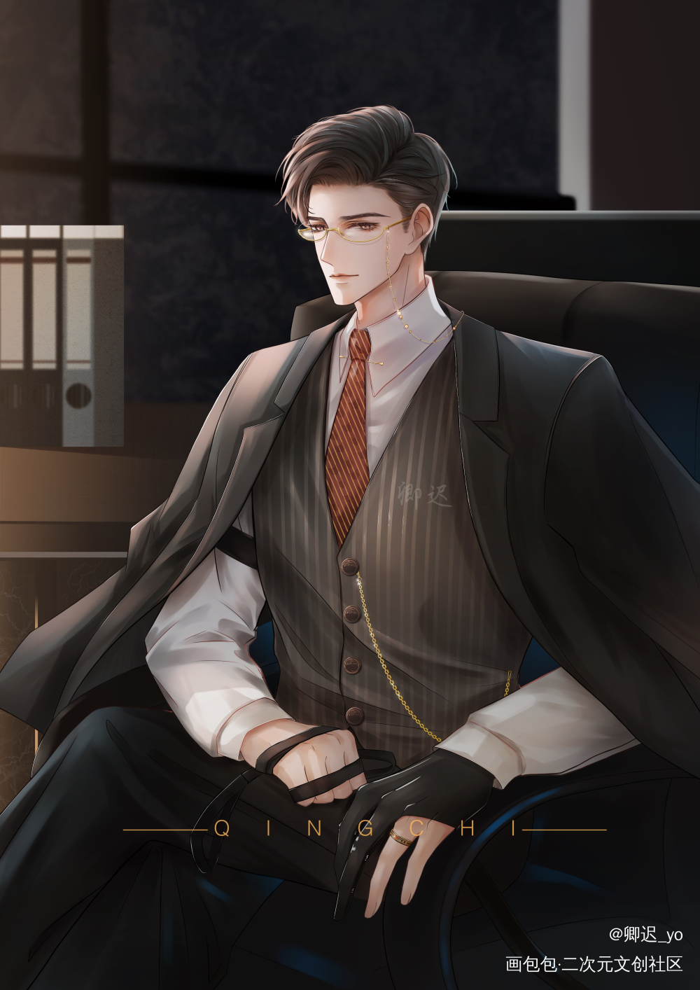 【新人求关注】狐狸配狗♡～_针锋对决188男团原顾顾青裴原炀绘画作品