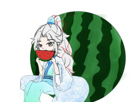 来一口瓜吧_绘画作品