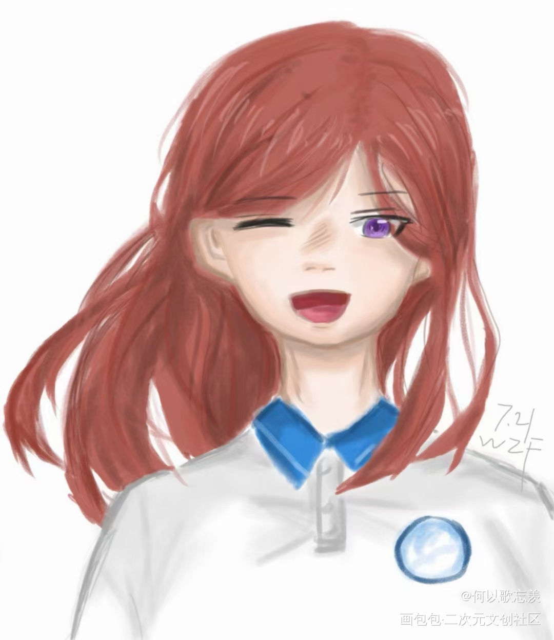 浅浅来第一个oc—夏灵慧_板绘涂摸鱼页oc绘画作品
