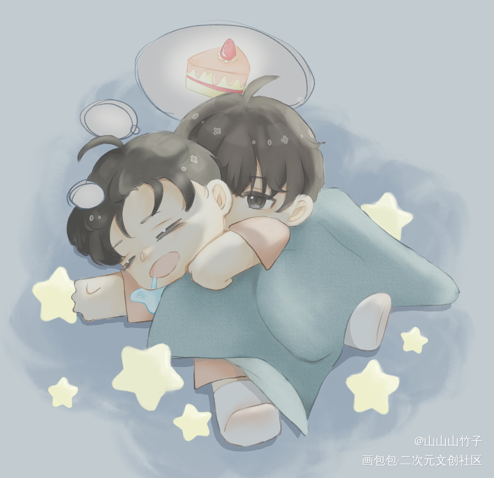晚安┗( ˘ω˘ )┛_你却爱着一个傻逼李简绘画作品