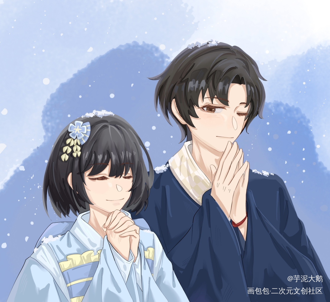 同淋雪，共白头_板绘涂正比朝熊梦女约稿绘画作品