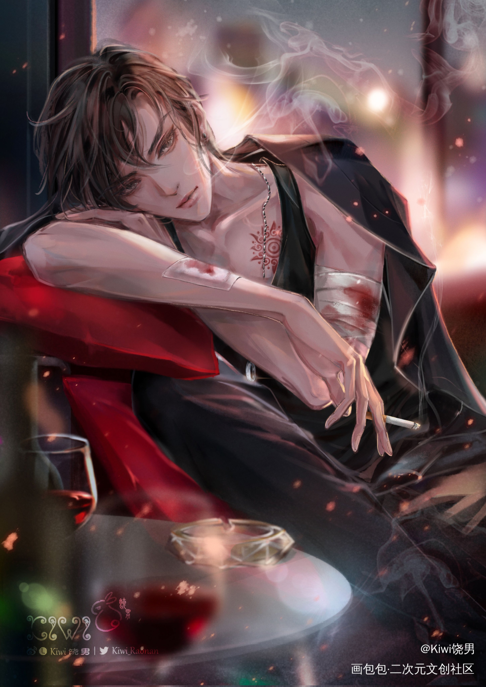 【现代paro】羡_魔道祖师忘羡魏无羡板绘涂绘画作品