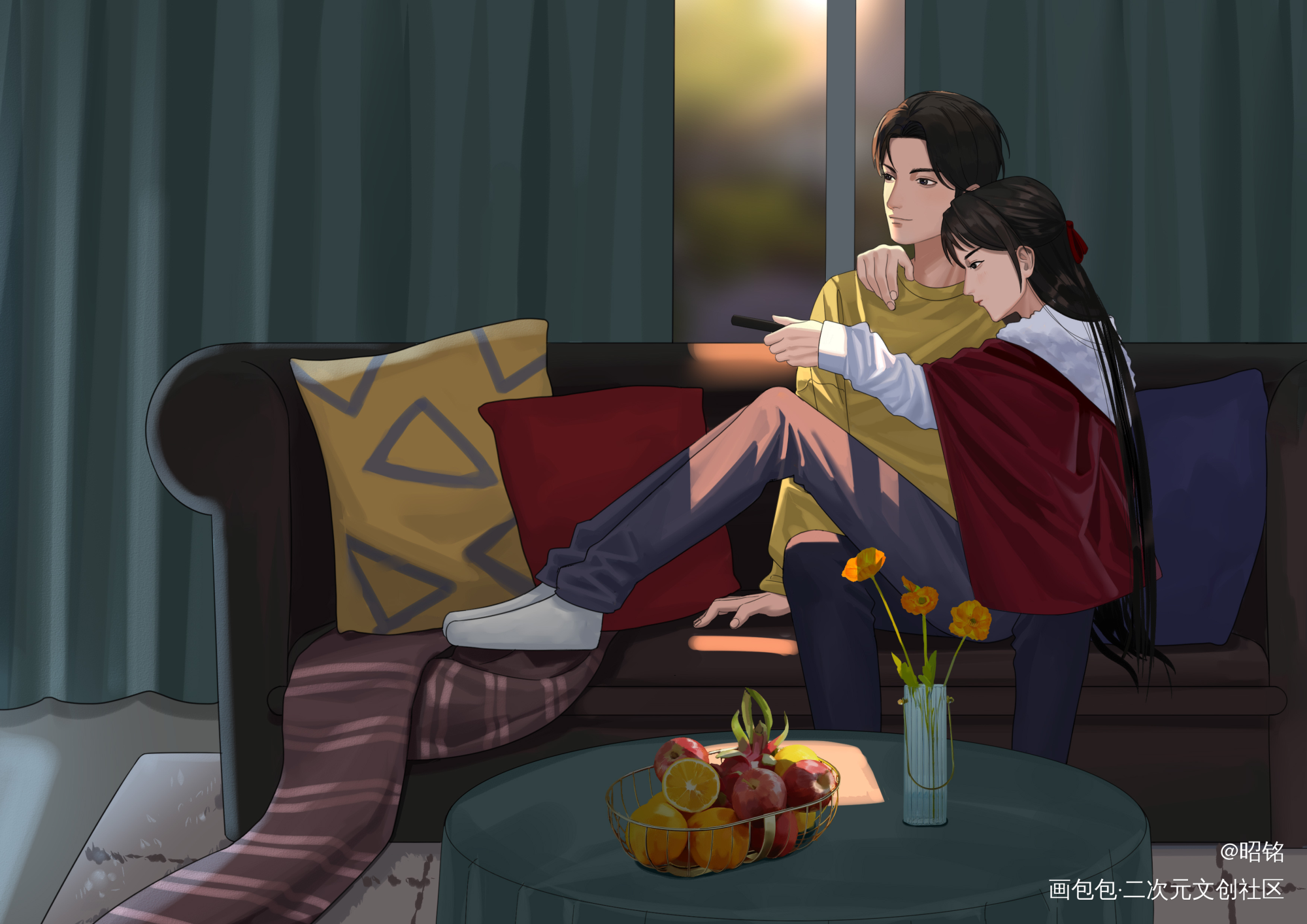 小光，怎么还没到你？_插画同人光嬴网剧棋魂绘画作品