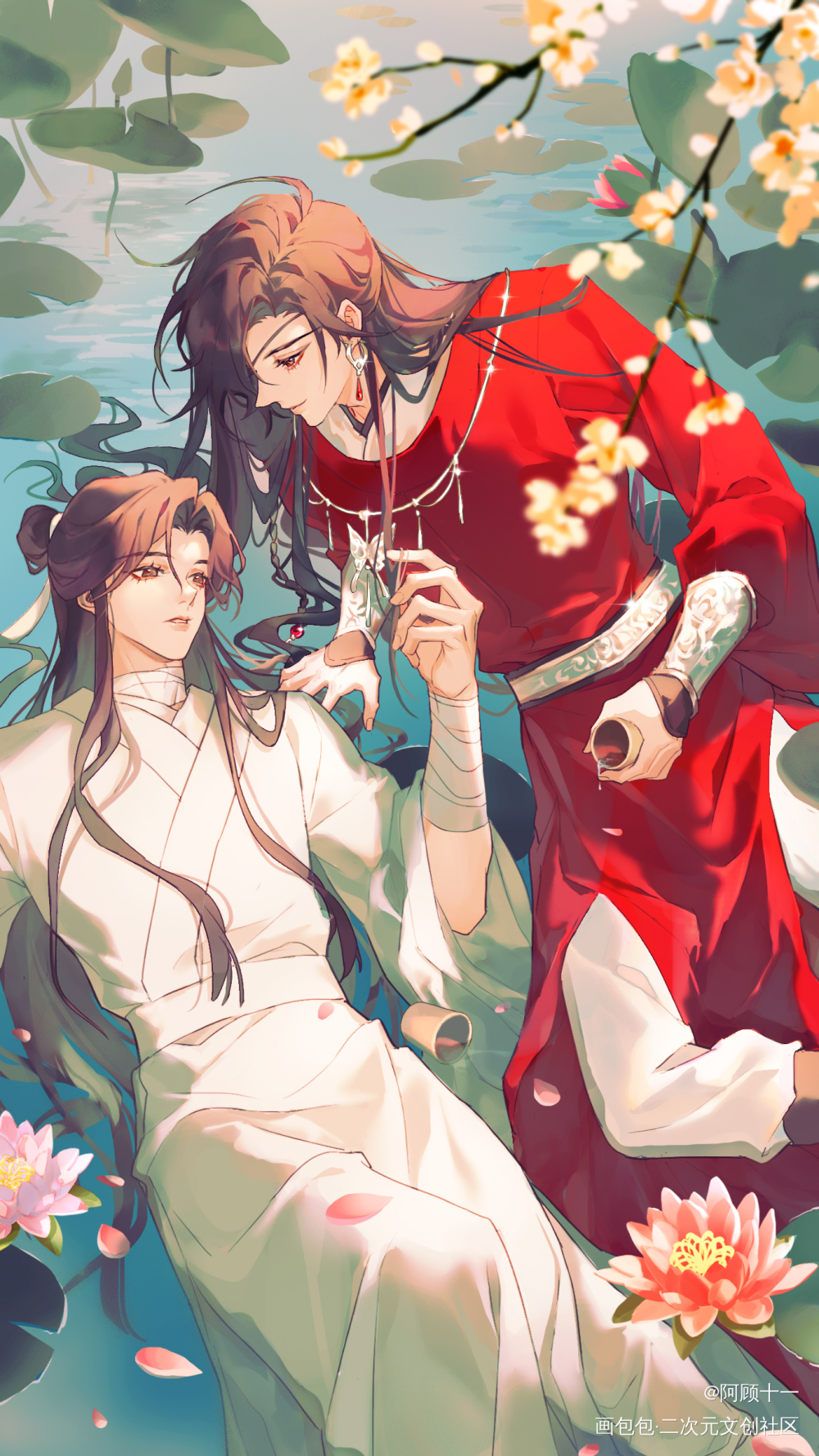 误入藕花深处_天官赐福花怜谢怜花城插画同人绘画作品
