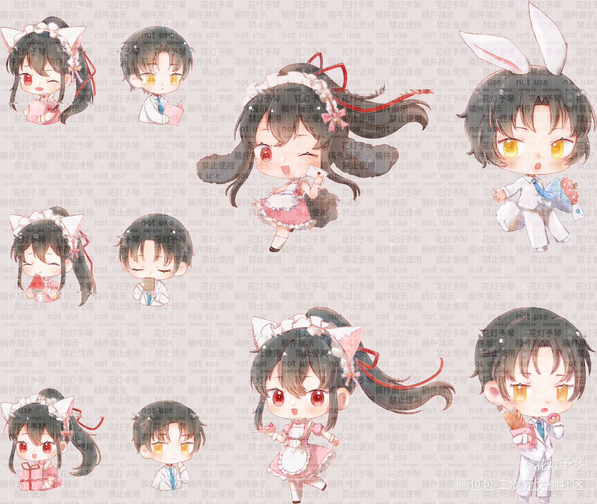 稿件展示_魔道祖师忘羡蓝忘机魏无羡Q版墨香铜臭绘画作品