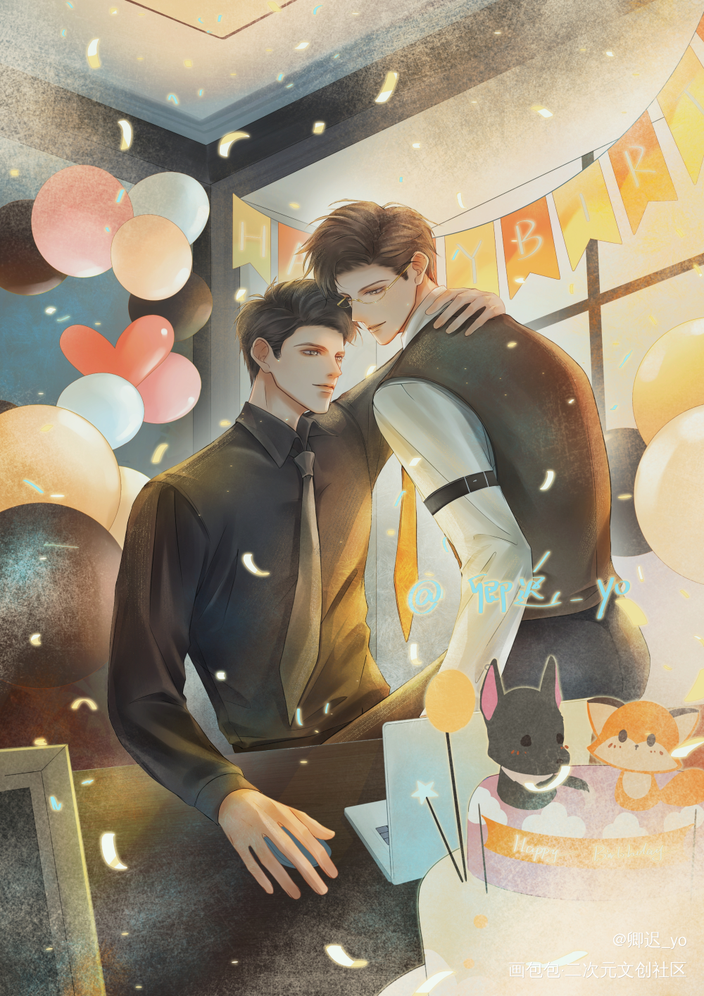 原炀生日快乐♡_针锋对决188男团原顾顾青裴原炀绘画作品