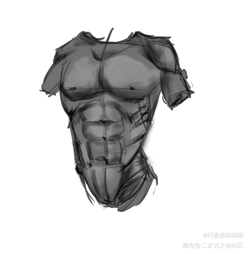 今日份小练习（是美好的🥩体）_板绘涂摸鱼页板绘oc绘画作品