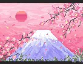 像素风 富士山_绘画作品