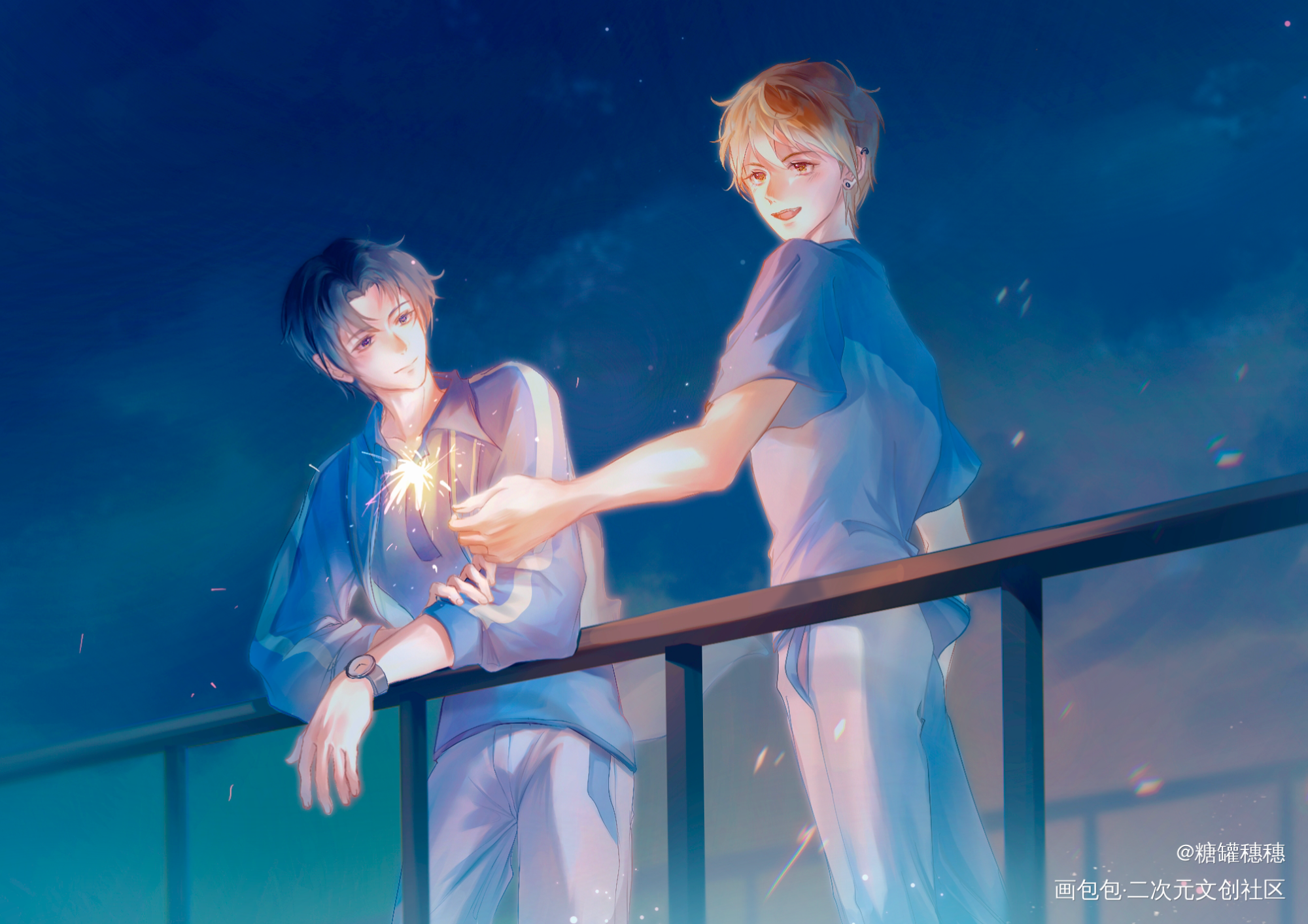夜色温柔_全职高手喻黄绘画作品