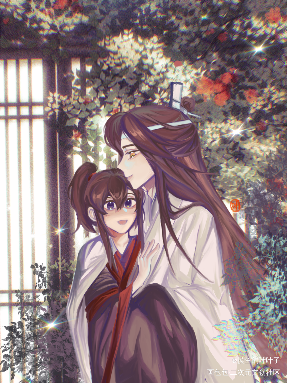 喜欢小羡和大叽贴贴！！_魔道祖师忘羡蓝忘机魏无羡平涂我要上首推同人绘画作品