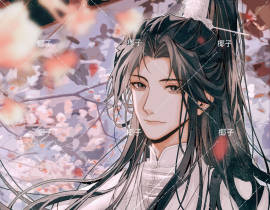 海棠花下的晚宁_绘画作品