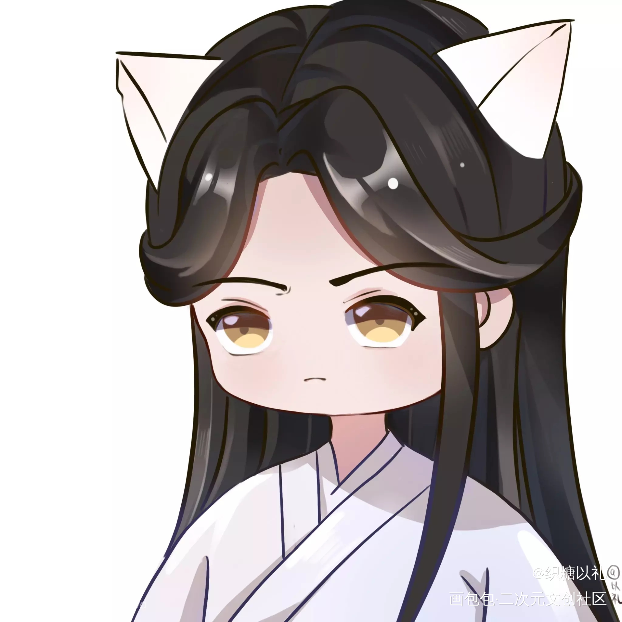 猫猫皱眉_二哈和他的白猫师尊楚晚宁Q版绘画作品