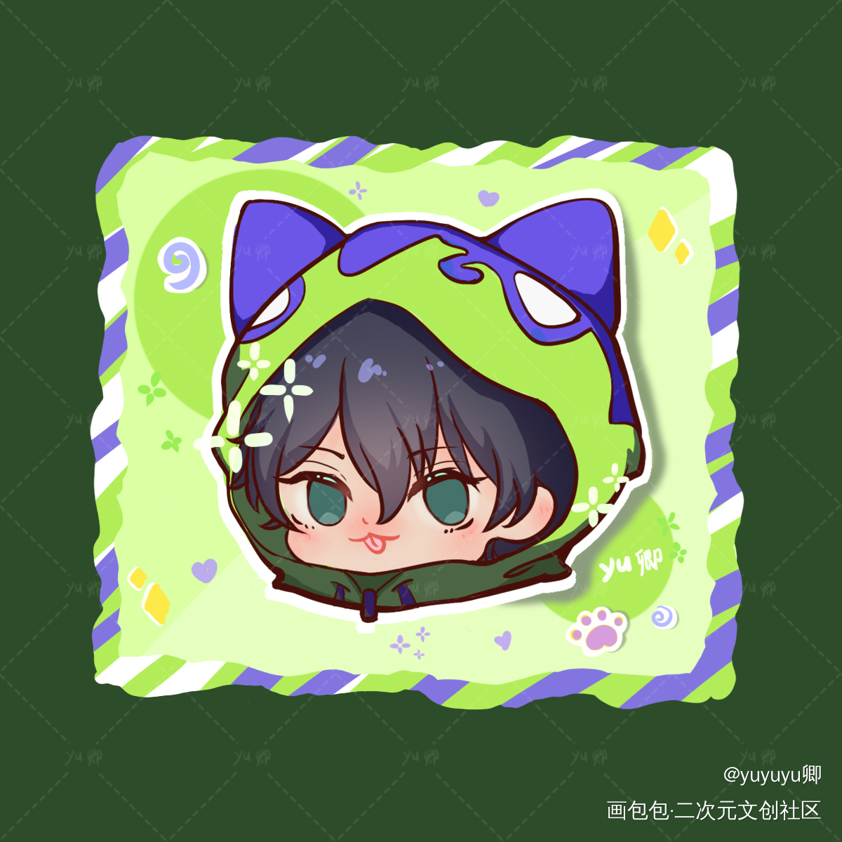 🐱_无限滑板知念实也板绘涂摸鱼页Q版大头约稿约稿绘画作品