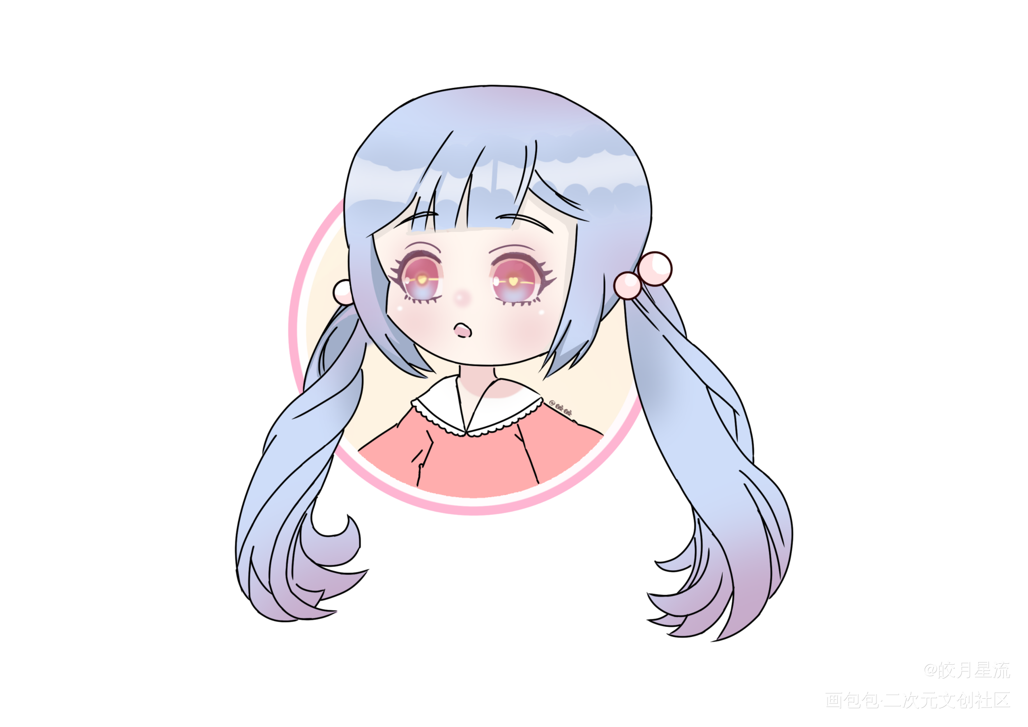 双马尾头像_彩色漫画板绘涂摸鱼页头像原创头像绘画作品