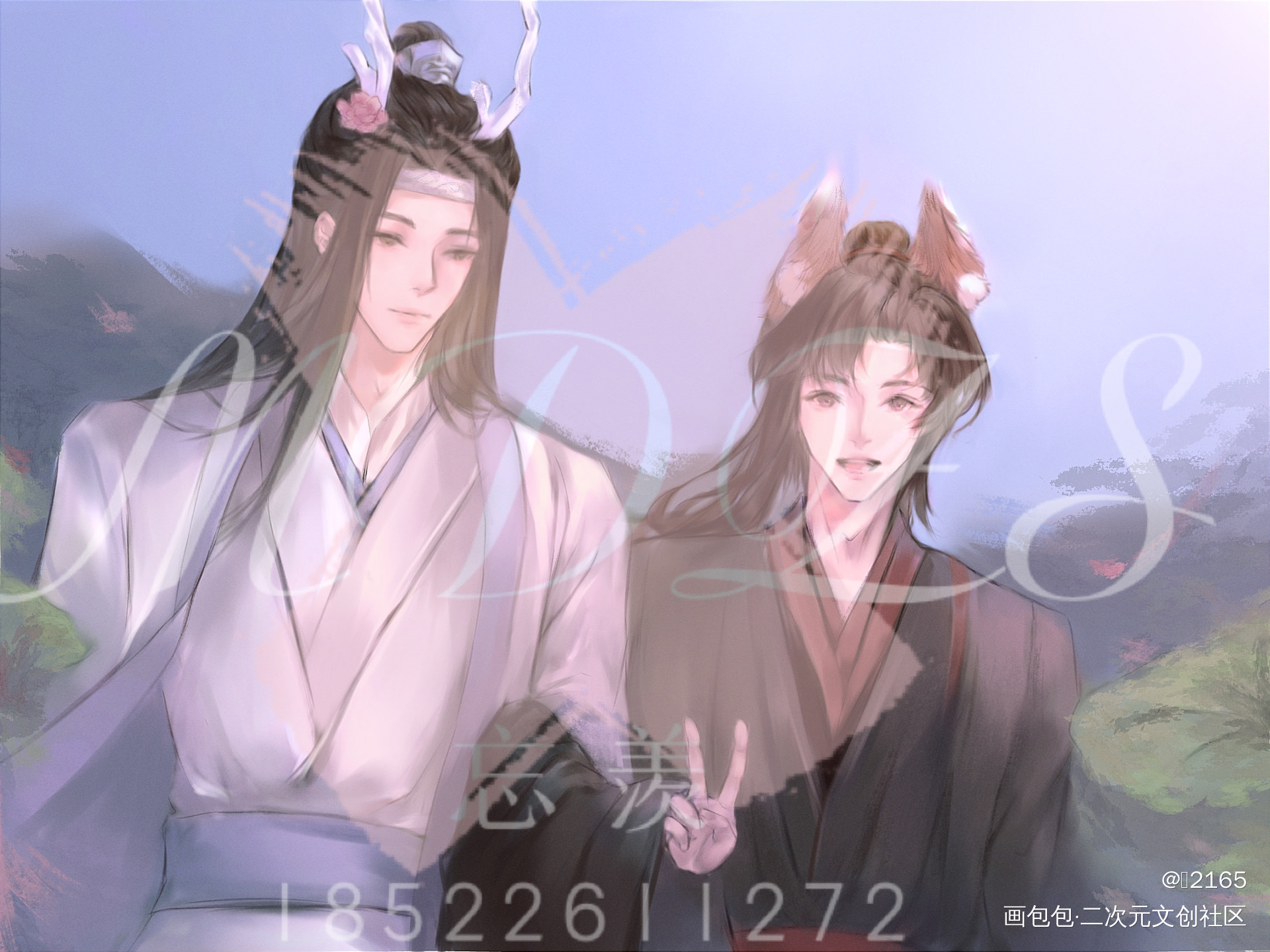 龙狐 芍药_魔道祖师忘羡绘画作品