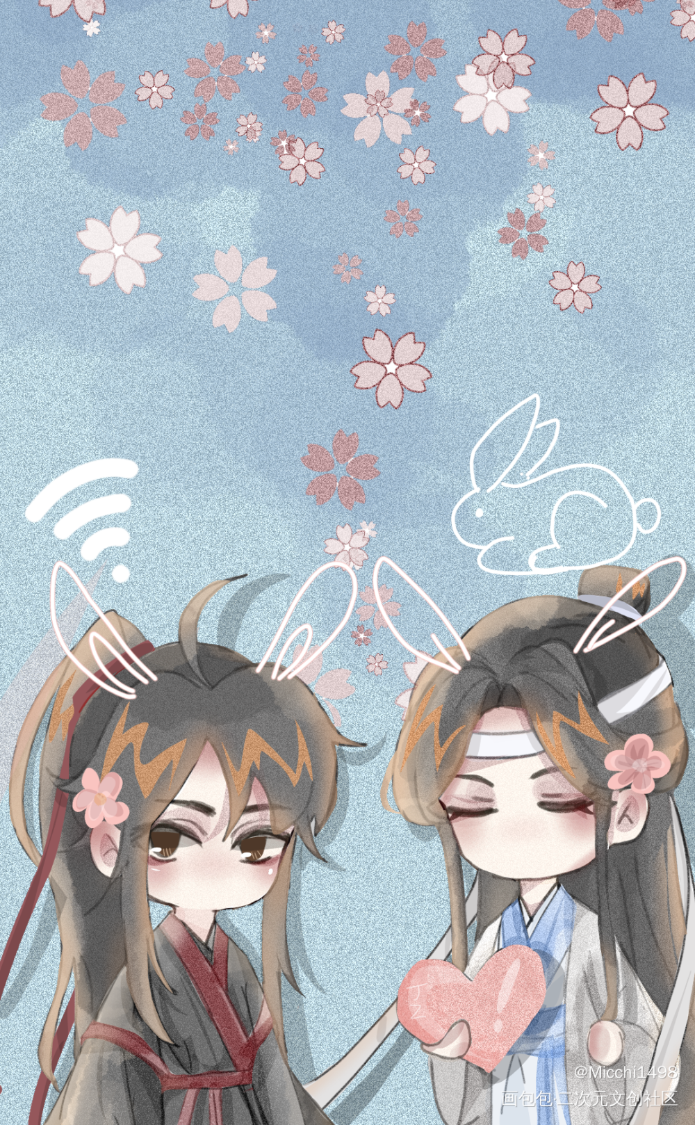 忘羡兔叽_魔道祖师忘羡蓝忘机魏无羡墨香铜臭绘画作品