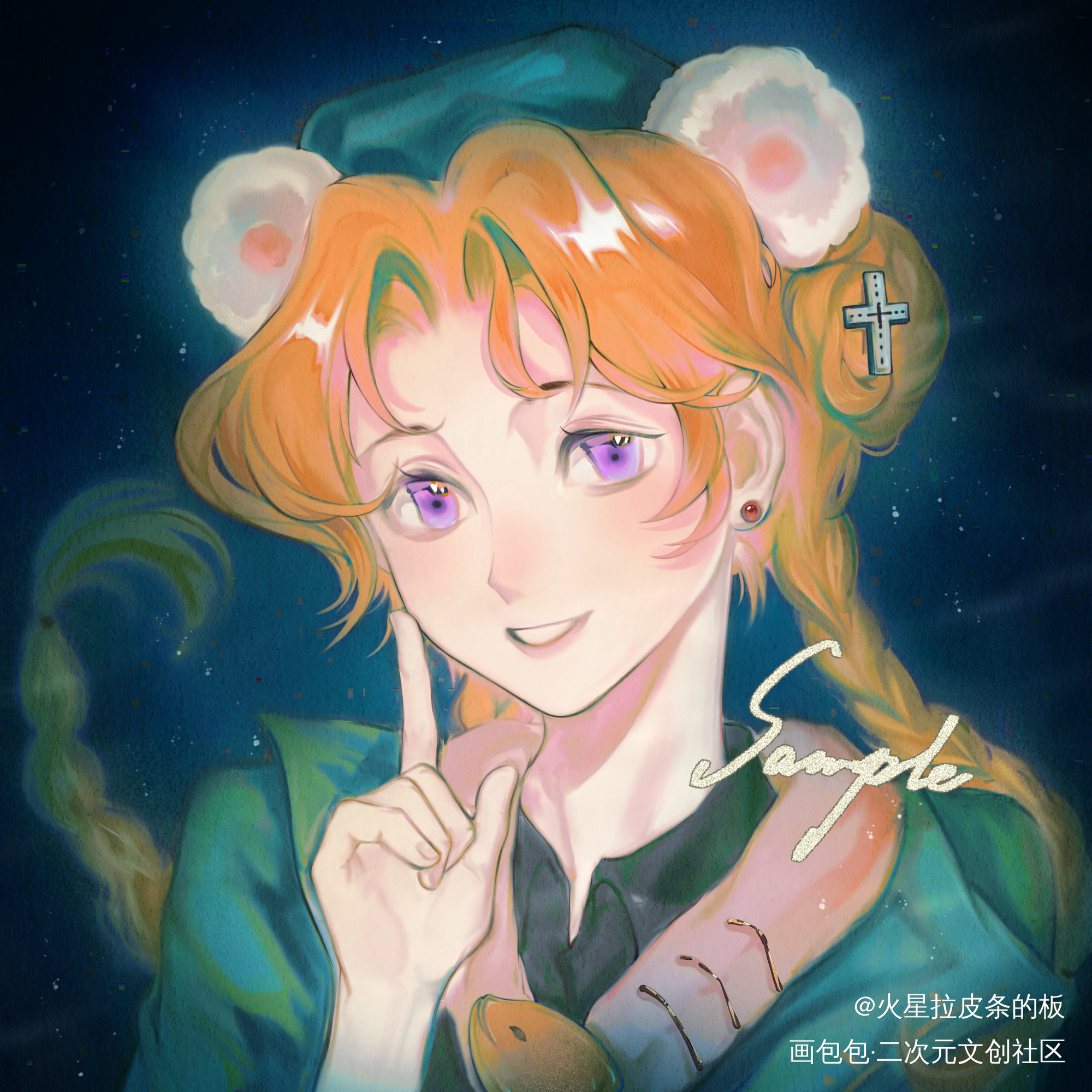 一个头像稿_板绘涂头像procreate约稿绘画作品