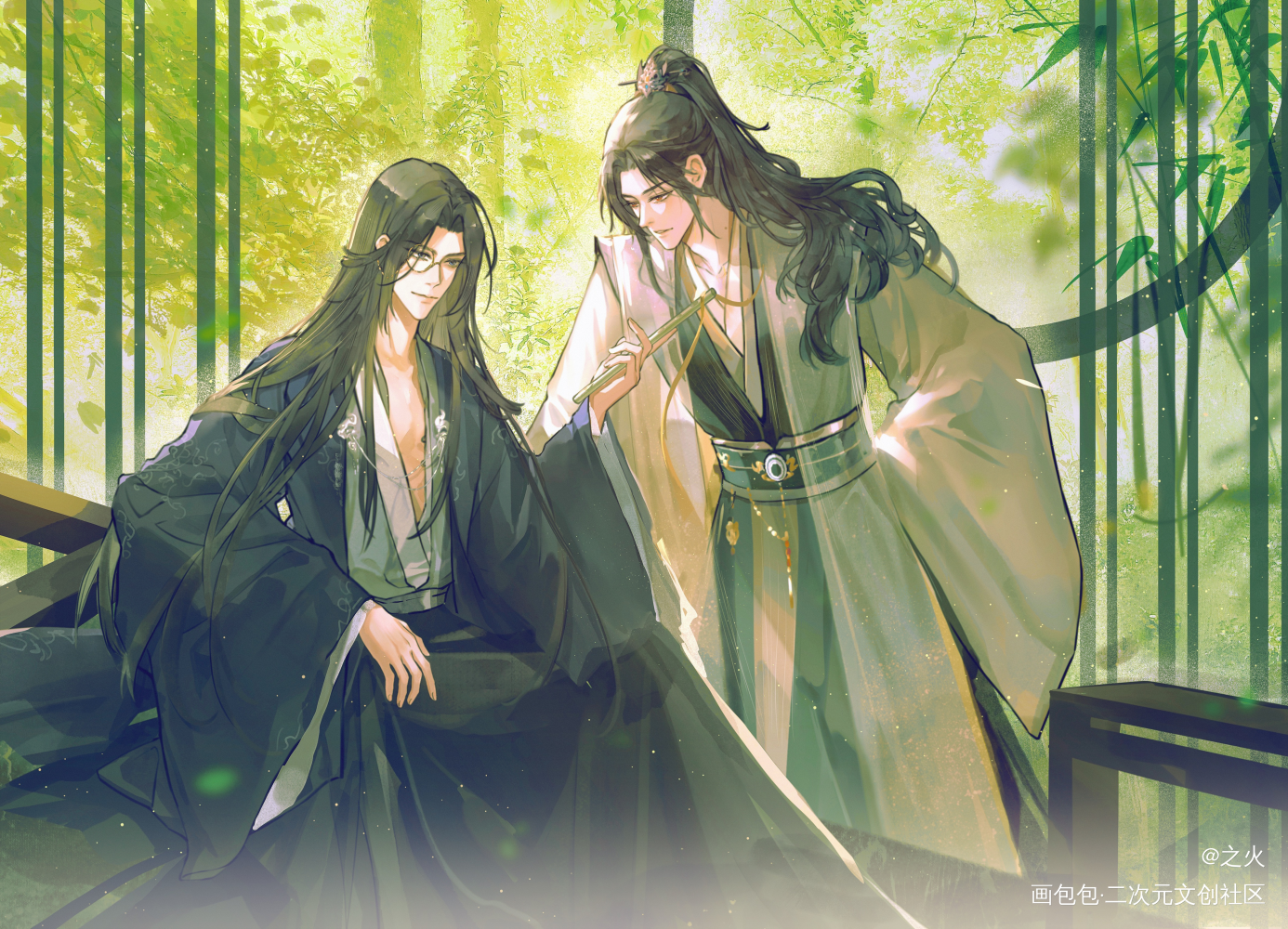 七夕限定贴贴_杀破狼古风插画绘画作品