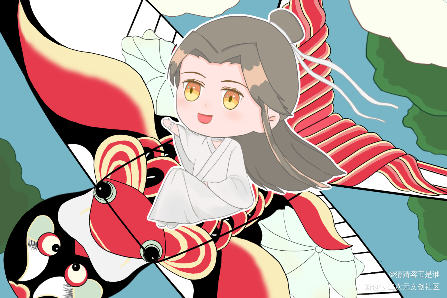 风筝2.0_天官赐福花怜谢怜绘画作品