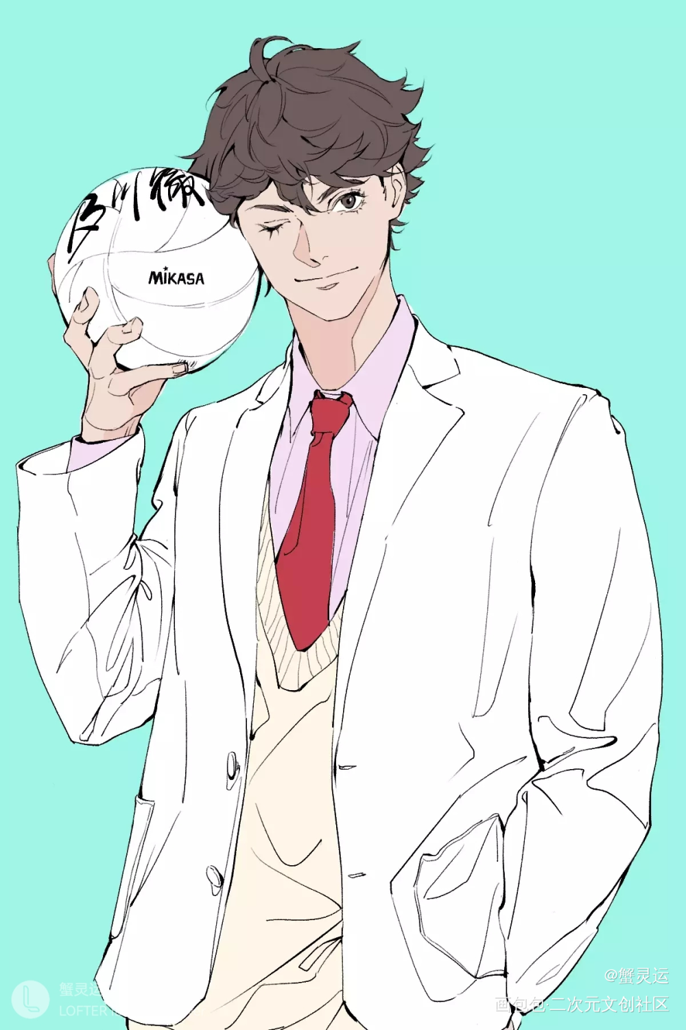 及岩——_排球少年及岩及川彻板绘涂岩泉一绘画作品