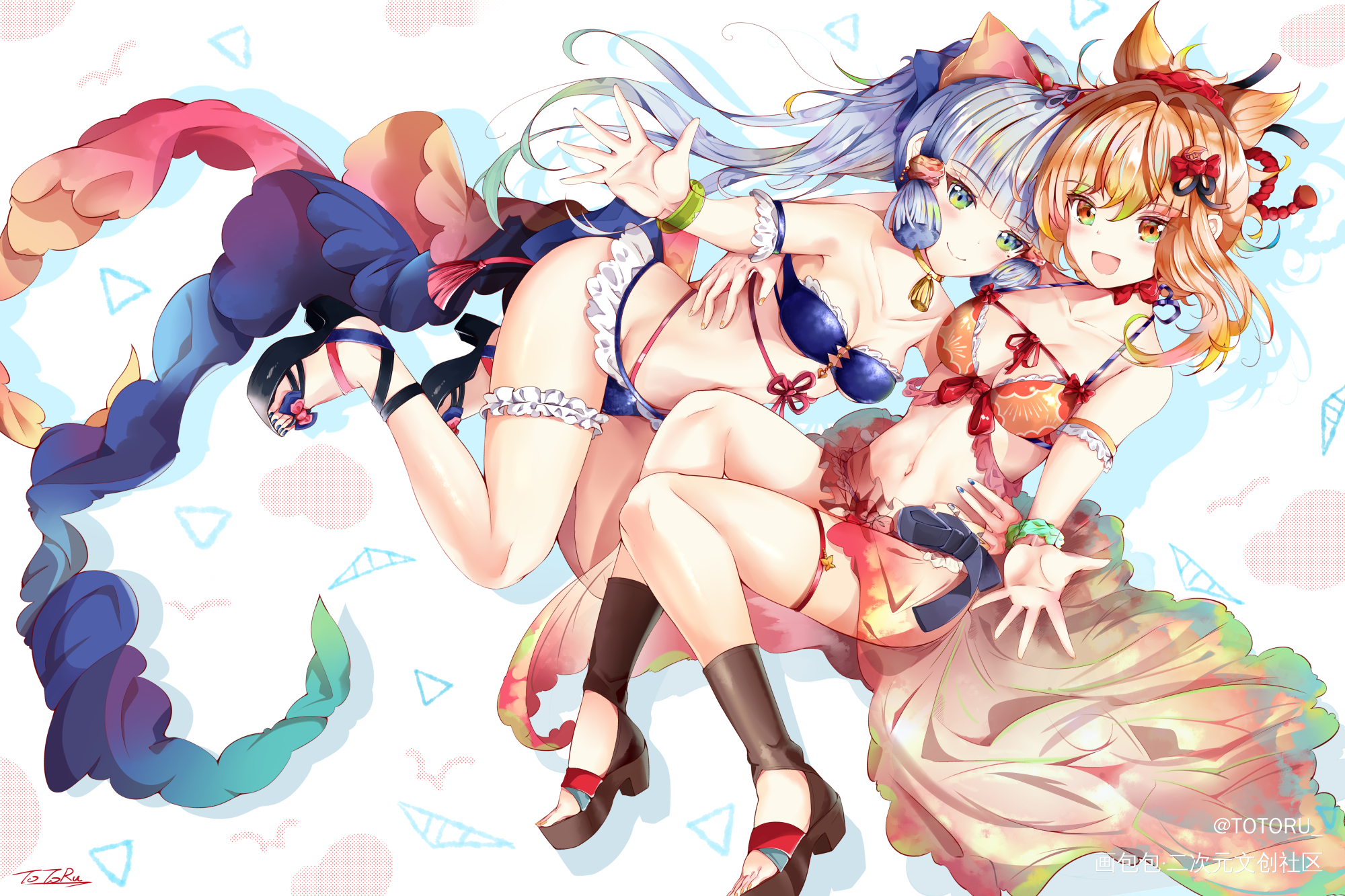 稻妻城的女孩子_原神神里绫华日系泳装同人宵宫约稿板绘绘画作品