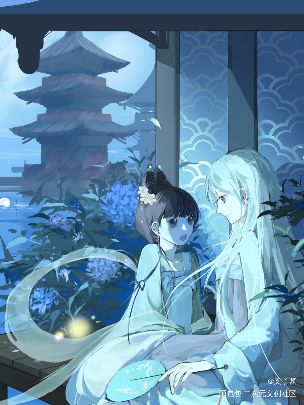 摸了个🐟_立绘平涂日系绘画作品