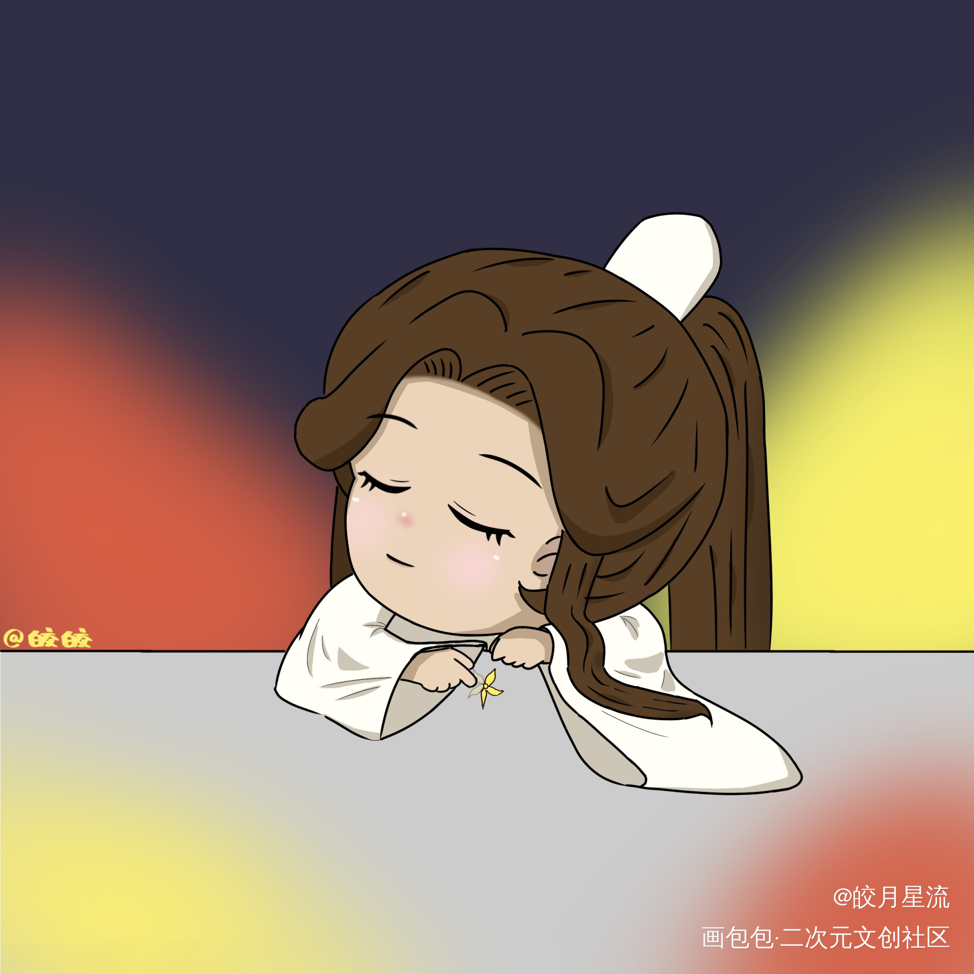 指尖的半朵凝音海棠_二哈和他的白猫师尊猫猫彩色漫画板绘涂摸鱼页绘画作品