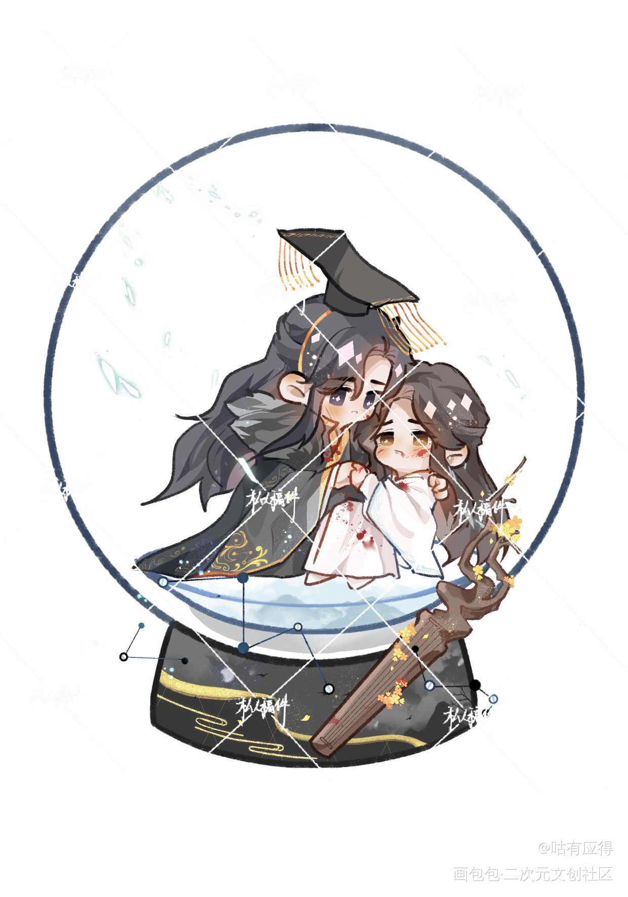 二哈四周年快乐！_二哈和他的白猫师尊约稿绘画作品