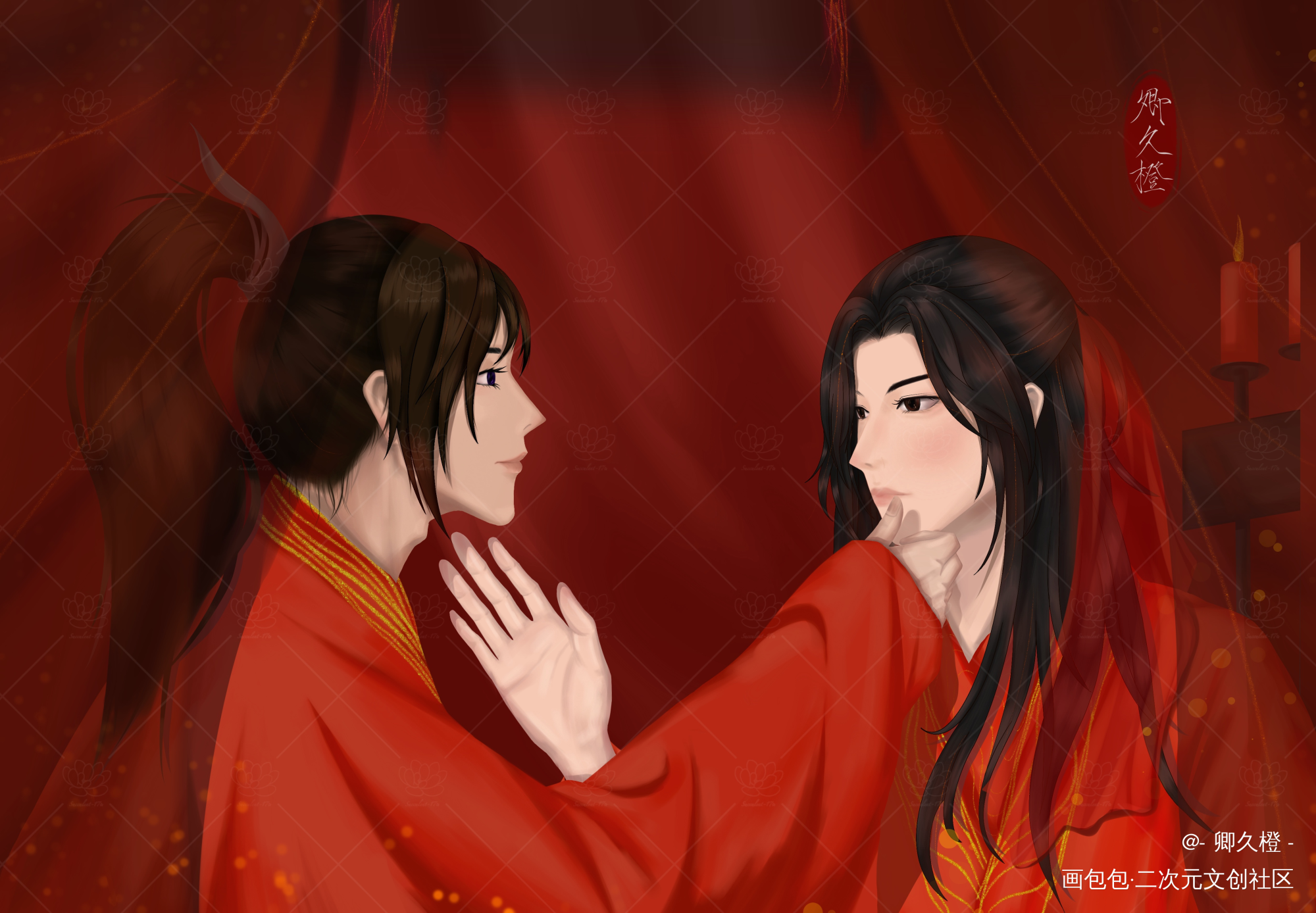 芙蓉帐暖度春宵_二哈和他的白猫师尊燃晚procreate绘画作品